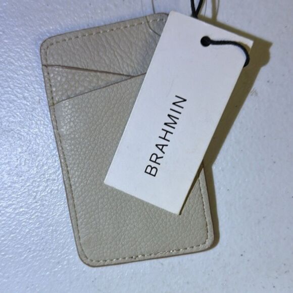 4/$100 Brahmin Sand Tan Cream Leather Card Case Wallet - Picture 4 of 4